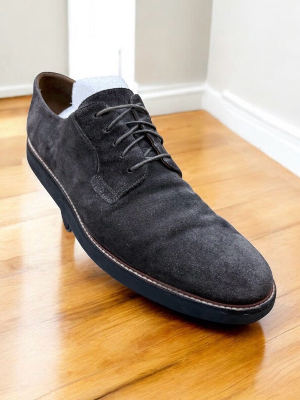 Vince Grey Suede Leather Lace Up Dress Shoes Men’s Size 11 - Picture 7 of 11